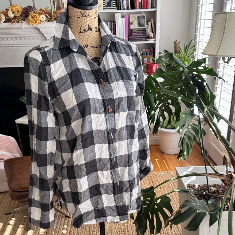 J. Crew Black and White Plaid Button Down Shirt